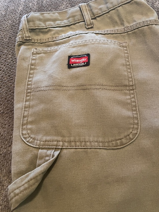 Wrangler Tan Chino Pants with Brown Pocket Accents - Picture 5 of 7